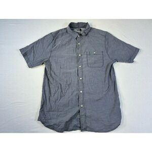 The North Face Men's Medium Short Sleeve Button Down Shirt Blue Gray Stripe